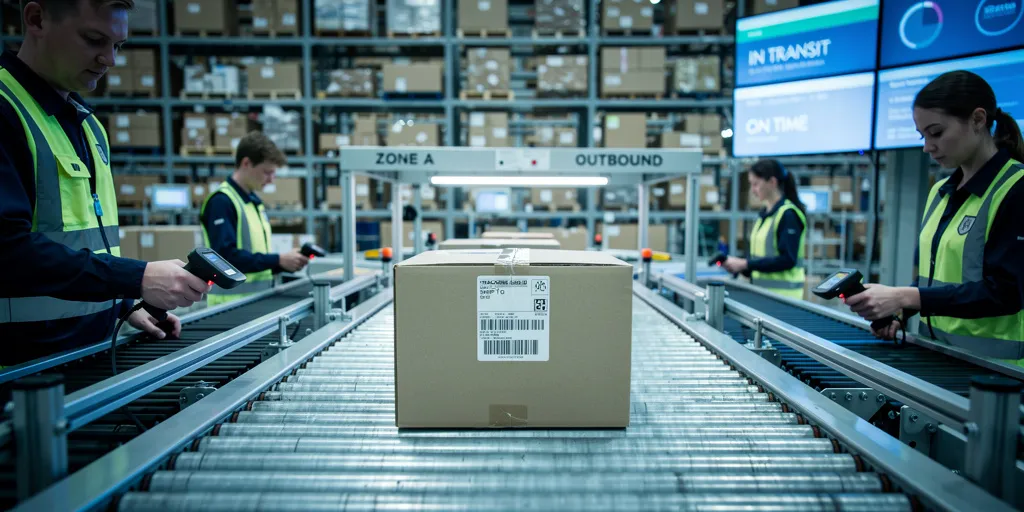 colis en traitement sur le site logistique de destination