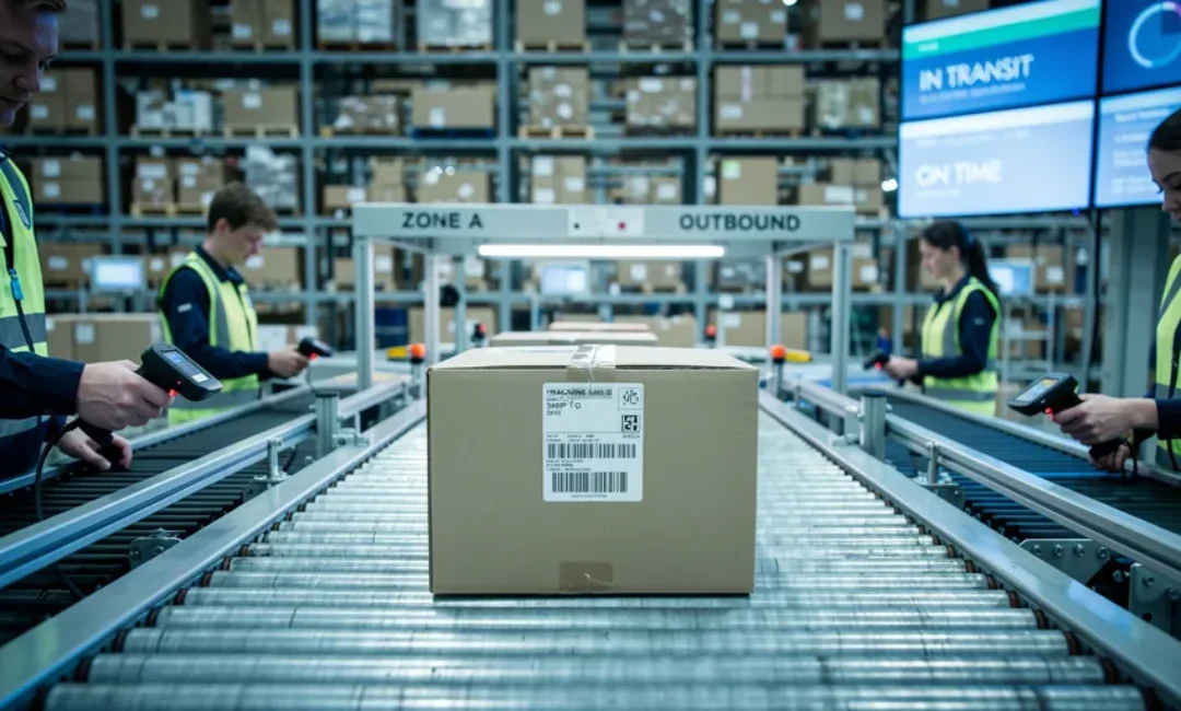 colis en traitement sur le site logistique de destination